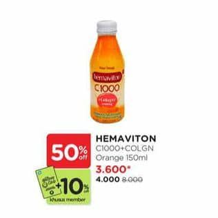 Promo Harga Hemaviton C1000 Orange + Collagen 150 ml - Watsons