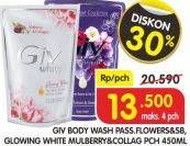 Promo Harga GIV Body Wash Passion Flowers Sweet Berry, Glowing White Mulberry Collagen 450 ml - Superindo
