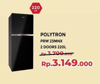 Promo Harga Polytron PRW 23MNX Kulkas 2 Pintu Belleza Jumbo 220 ltr - Yogya