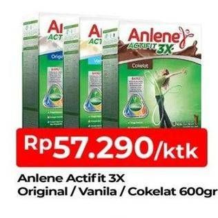 Promo Harga ANLENE Actifit 3x High Calcium Original, Vanilla, Cokelat 600 gr - TIP TOP