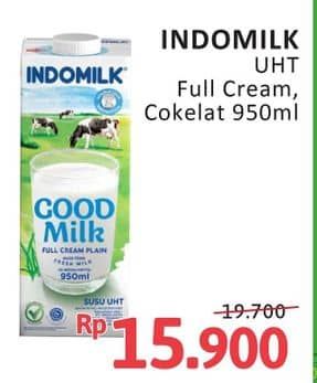 Promo Harga Indomilk Susu UHT Cokelat, Full Cream Plain 950 ml - Alfamidi