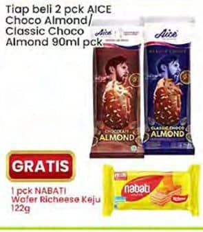 Promo Harga Aice Ice Cream Chocolate Almond, Classic Choco Almond 90 gr - Indomaret