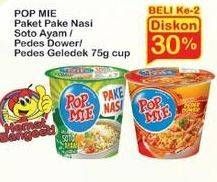 Promo Harga INDOMIE POP MIE Instan Kuah Pedes Dower Ayam, Soto Ayam Pake Nasi 75 gr - Indomaret