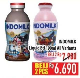 Promo Harga Indomilk Susu Cair Botol All Variants 190 ml - Hypermart