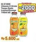 Promo Harga HI C 1000 Real Non Carbonated Vitamin C Drink Lemon, Orange 140 ml - Indomaret