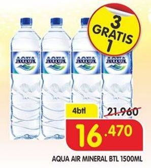 Promo Harga AQUA Air Mineral per 4 botol 1500 ml - Superindo