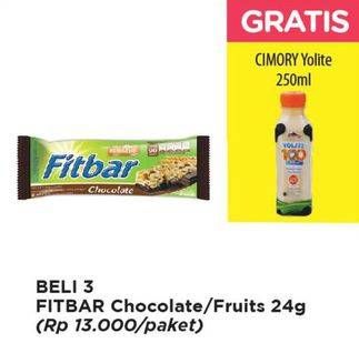 Promo Harga FITBAR Makanan Ringan Sehat Chocolate, Fruit per 3 pcs - Alfamart