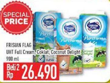 Promo Harga FRISIAN FLAG Susu UHT Purefarm Full Cream, Coklat, Coconut Deligh per 2 box 900 ml - Hypermart
