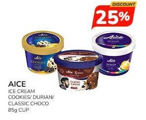 Promo Harga Aice Ice Cream Cookies, Durian, Classic Choco 85 gr - Indomaret
