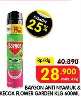 Promo Harga BAYGON Insektisida Spray Flower Garden 600 ml - Superindo