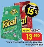 Promo Harga Total Detergent Softener Harum Bunga, Harum Lemon 650 gr - Superindo