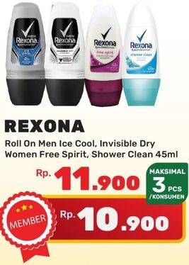Promo Harga REXONA Deo Roll On Free Spirit, Shower Clean, Invisible Dry per 10 pcs - Yogya