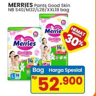 Promo Harga Merries Pants Good Skin S40, M32, L28, XXL18 18 pcs - Indomaret