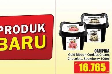Promo Harga CAMPINA Gold Ribbon Cookies Cream, Chocolate, Strawberry 100 ml - Hari Hari