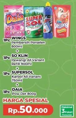 Harga Wings pembersih Porcelen/So klin Pewangi/Supersol Karbol/Daia Power Detergent