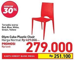 Promo Harga OLYM Cuba Plastic Chair Red, Blue, White, Green, Yellow  - Carrefour