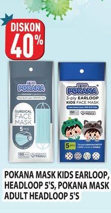 Promo Harga POKANA Face Mask Kids Headloop, Headloop, Kids Earloop 5 pcs - Hypermart