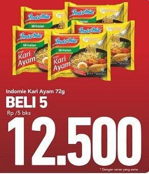 Promo Harga INDOMIE Mi Kuah Kari Ayam per 5 pcs 72 gr - Carrefour