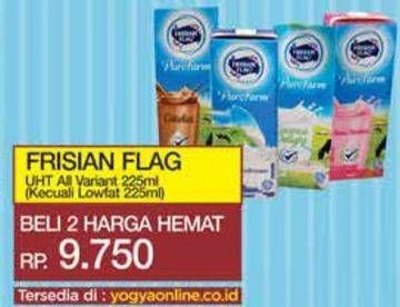 Promo Harga FRISIAN FLAG Susu UHT Purefarm Kecuali Low Fat 225 ml - Yogya