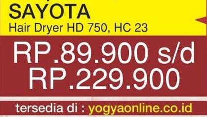 Promo Harga SAYOTA Hair Dryer HD 750, HC 23  - Yogya