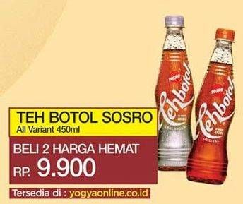 Promo Harga SOSRO Teh Botol Less Sugar, Original 450 ml - Yogya