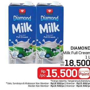 Promo Harga Diamond Milk UHT Full Cream 1000 ml - LotteMart