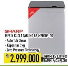 Sharp ES-M7000P-GG  Harga Promo Rp2.999.000, INTIM Rp3.199.000
BATAM Rp2.699.000

Spesifikasi :
- Auto Tub Clean
- Kapasitas 7 Kg
- Zero Pressure Technology