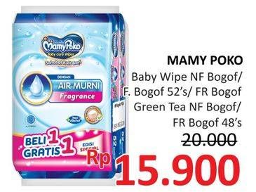 Promo Harga MAMY POKO Baby Wipes Non Perfumed, Perfumed, Green Tea Non Perfumed 52 pcs - Alfamidi