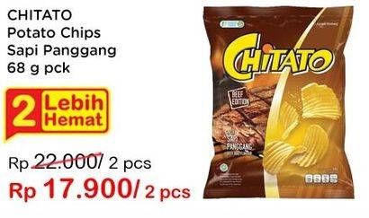 Promo Harga CHITATO Snack Potato Chips Sapi Panggang per 2 pcs 68 gr - Indomaret