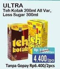 Promo Harga Ultra Teh Kotak All Variants per 2 pcs 200 ml - Alfamart