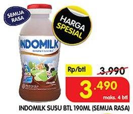 Promo Harga Indomilk Susu Cair Botol All Variants 190 ml - Superindo