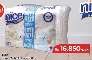 Promo Harga NICE Towel Tissue Multipurpose 160 pcs - TIP TOP