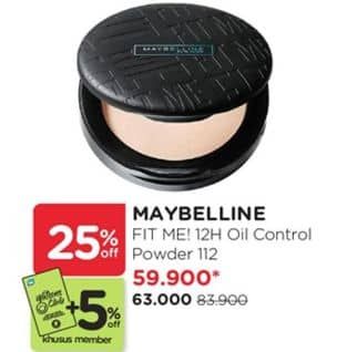 Promo Harga Maybelline Fit Me! 12-Hour Oil Control Powder 112 Natural Ivory 6 gr - Watsons