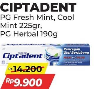 Promo Harga Ciptadent Pasta Gigi Maxi 12 Plus Fresh Mint, Cool Mint 225 gr - Alfamart