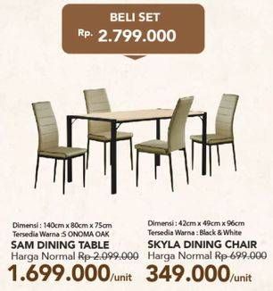 Promo Harga Sam Dining Table/Skyla Dining Chair  - Carrefour