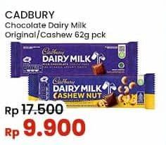 Promo Harga Cadbury Dairy Milk Original, Cashew Nut 62 gr - Indomaret