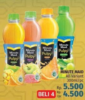 Promo Harga MINUTE MAID Juice Pulpy All Variants 300 ml - LotteMart