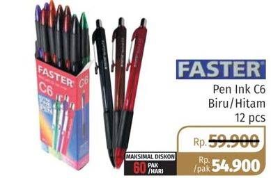 Promo Harga FASTER Pen C6 Black, Blue 12 pcs - Lotte Grosir