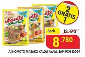 Promo Harga AJINOMOTO Penyedap Rasa Masako Sapi, Ayam per 3 pouch 100 gr - Superindo