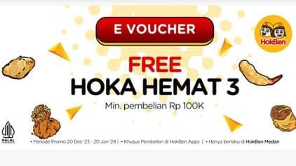 Promo Harga Free Hoka Hemat 3  - HokBen