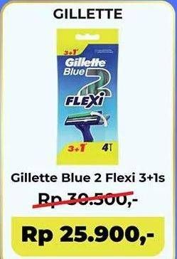 Promo Harga Gillette Blue II Flexi 4 pcs - Indomaret