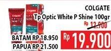 Promo Harga COLGATE Toothpaste Optic White Plus Shine 100 gr - Hypermart