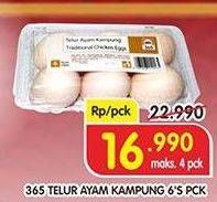 Promo Harga 365 Telur Ayam Kampung 6 pcs - Superindo