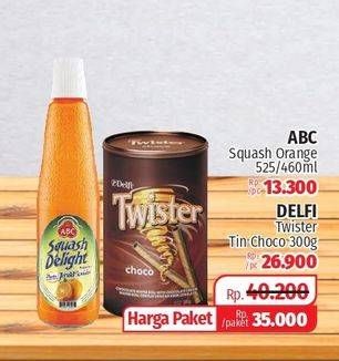 ABC Syrup Squash Delight 460ml/525ml + DELFI TWISTER Wafer Stick 300gr