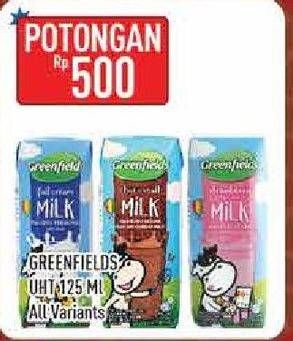 Promo Harga GREENFIELDS UHT Choco Malt, Full Cream, Strawberry 125 ml - Hypermart