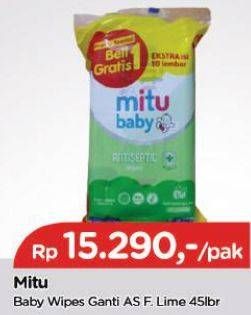 Promo Harga MITU Baby Wipes Antiseptic Refreshing Lime 50 sheet - TIP TOP