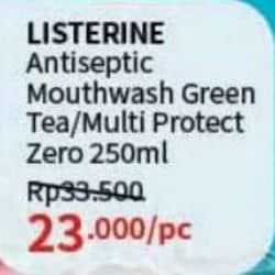 Promo Harga Listerine Mouthwash Antiseptic Natural Green Tea, Multi Protect Zero 250 ml - Guardian