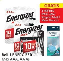 Promo Harga ENERGIZER Battery Alkaline Max AA/4, AAA/4  - Alfamart