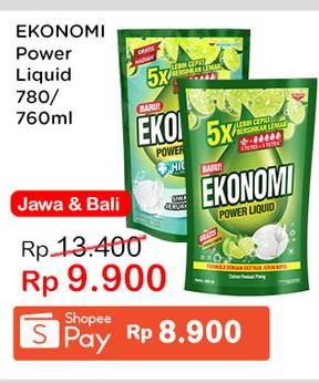 Promo Harga EKONOMI Pencuci Piring Power Liquid Jeruk Nipis, Siwak Jeruk Limau 760 ml - Indomaret