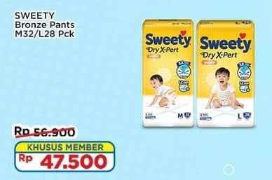 Promo Harga Sweety Bronze Pants Dry X-Pert L28, M32 28 pcs - Indomaret